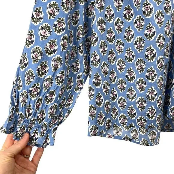 J. Crew floral‎ Cotton artist top blouse Sz S Quiet Harbor Bright Pep - Picture 4 of 9